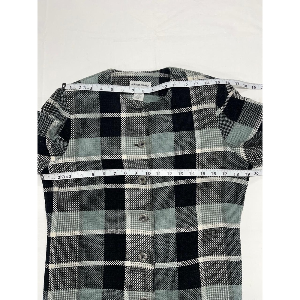 Vintage Alfred Dunner Petite Womens Black Gray‎ Plaid Button Up Blazer  8P - Picture 5 of 8